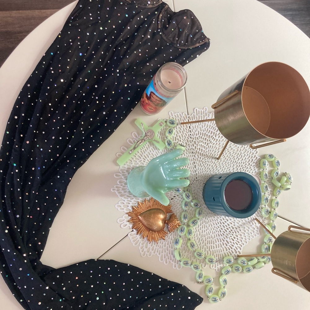 Black Sheer Dress with Rhinestones